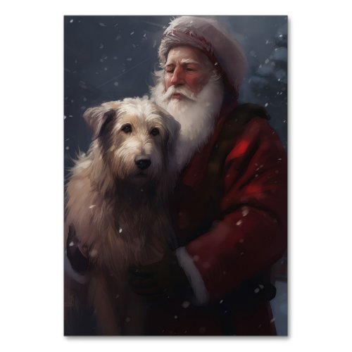 Wolfhound With Santa Claus Festive Christmas Table Number