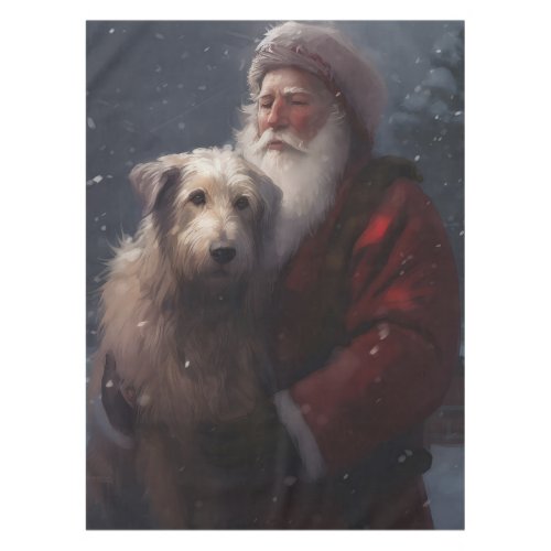 Wolfhound With Santa Claus Festive Christmas Tablecloth