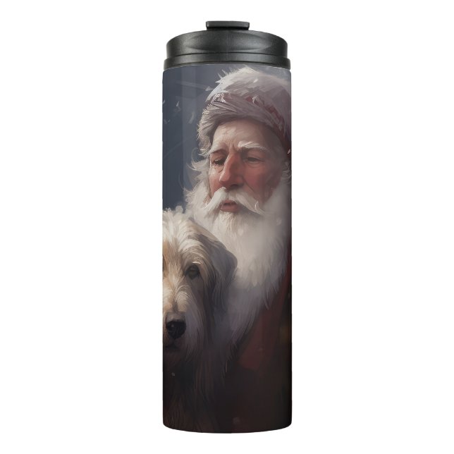 Wolfhound With Santa Claus Festive Christmas Thermal Tumbler (Front)
