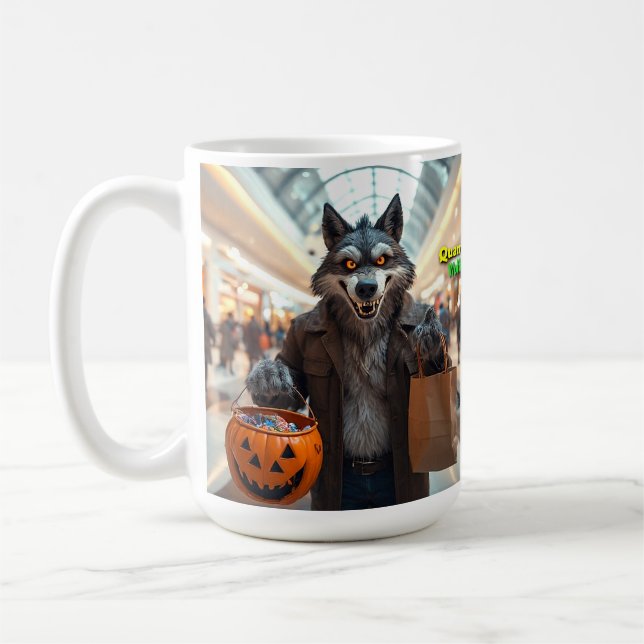 Wolfie Goes Shopping Mug (Left)