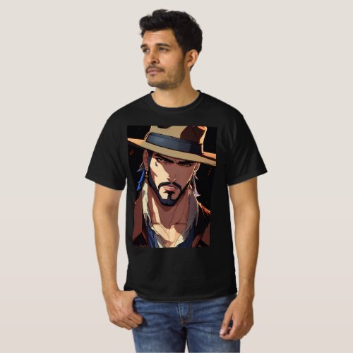 Wolfish Charm Vintage Anime Portrait of a Handso T_Shirt