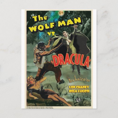 WOLFMAN VS DRACULA by Philip J Riley Postcard