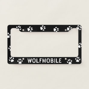 Wolfmobile - Wolf Tracks - Black and White Custom License Plate Frame