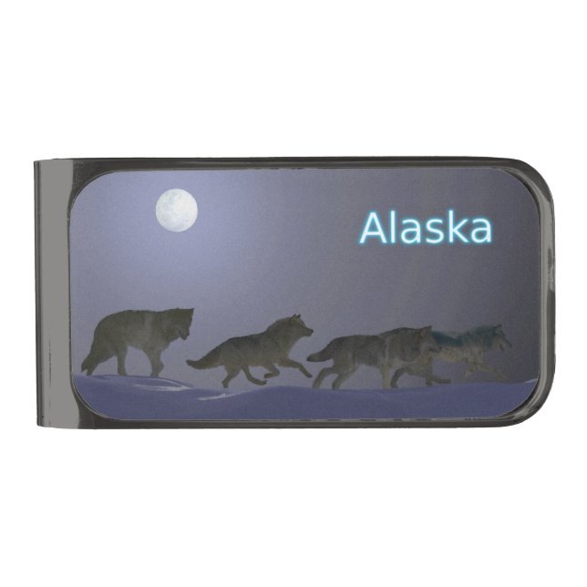 Wolfpack Gunmetal Finish Money Clip (Front)