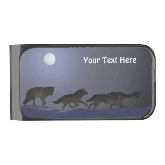 Wolfpack Gunmetal Finish Money Clip (Front)
