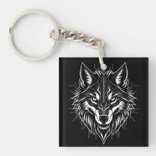 Wolf's head art keychain