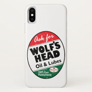 Wolfs Head Oil and Lube vintage distressed sign. iPhone X Case