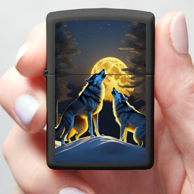 Wolf's Howl Reaches Full Moon Zippo Lighter (In Hand)