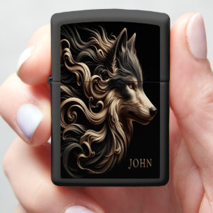 Wolf's Mane in the Night John Zippo Lighter