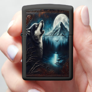 Wolf's Moonlight Serenade Zippo Lighter