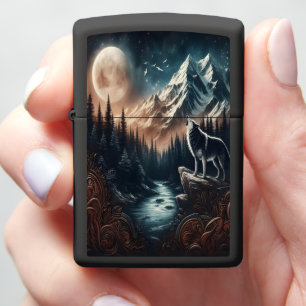 Wolf's Moonlight Serenade Zippo Lighter