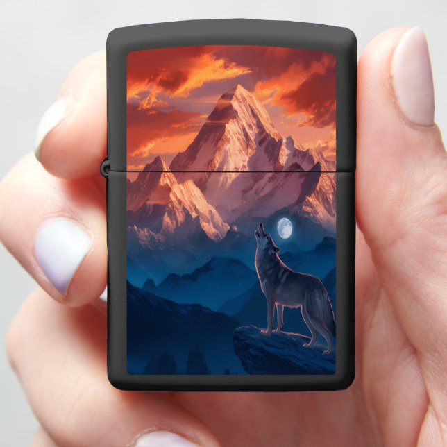 Wolfs Mountain Serenade Zippo Lighter (In Hand)