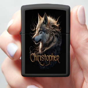 Wolf's Portrait, Christopher's Name Zippo Lighter