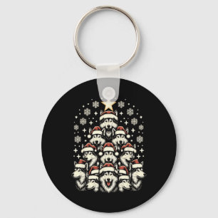 Wolfs Tree Christmas Sweater Xmas Pet Animal Wolf Keychain