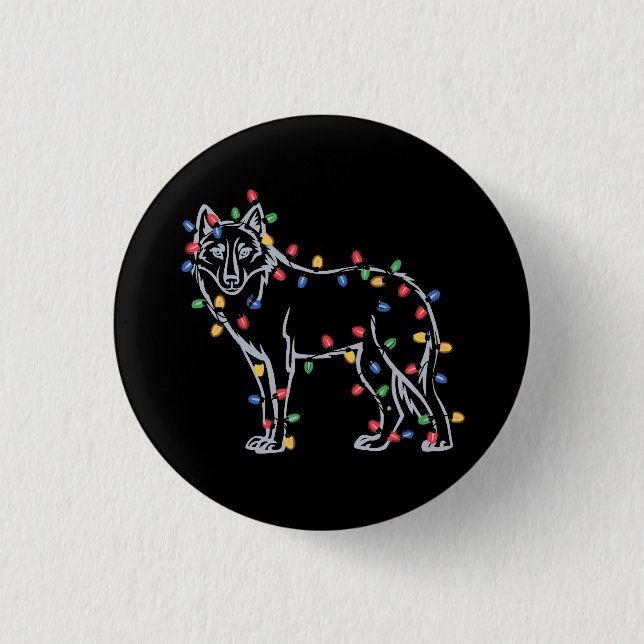 Wolfs Tree Christmas Xmas Pet Animal Wolf Lover  Button (Front)