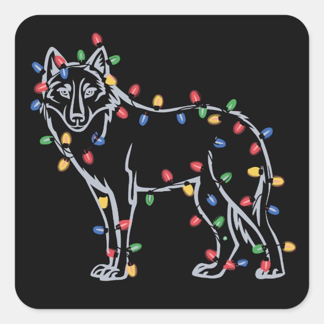 Wolfs Tree Christmas Xmas Pet Animal Wolf Lover  Square Sticker (Front)