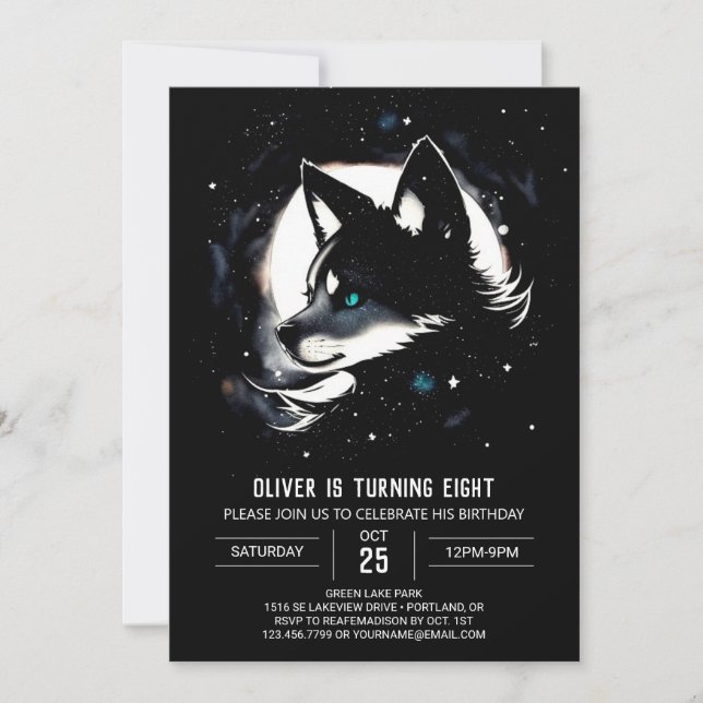 Wolf's Whimsical Birthday Invitation (Front)