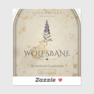 Wolfsbane Vintage Apothecary Label Sticker