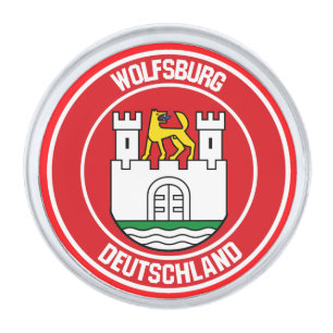 Wolfsburg Round Emblem Silver Finish Lapel Pin