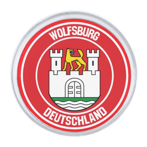 Wolfsburg Round Emblem Silver Finish Lapel Pin