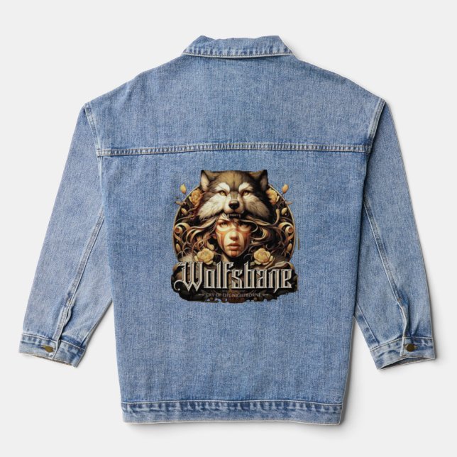 Wolfshane evokes the mystique of untamed wildernes denim jacket (Back)