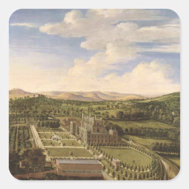 Wollaton Hall and Park, Nottingham, 1697 (oil on c Square Sticker (Front)