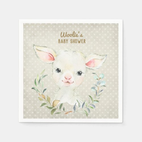 Wollie Lambert Cute Lamb Napkin _ Baby Shower