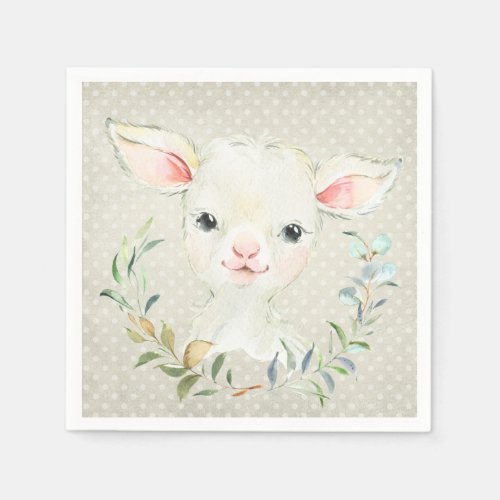 Wollie Lambert Lamb Neutral Napkin _ Baby Shower