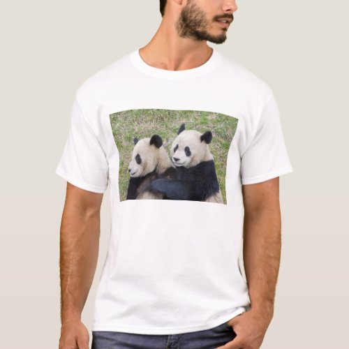 Wolong Reserve China Giant panda hugging T_Shirt