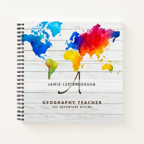 Wolrd Map GEOGRAPHY TEACHER Monogram Journal