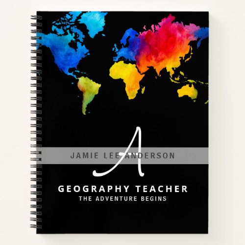 Wolrd Map GEOGRAPHY TEACHER Monogram Journal