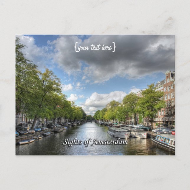 Wolvenstraat / Singel Canal, Sights of Amsterdam Postcard (Front)