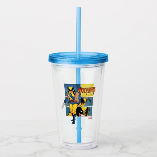 Wolverine Character Panel Graphic Acrylic Tumbler