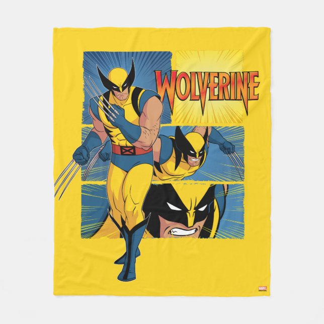 Wolverine Character Panel Graphic Fleece Blanket (Front)