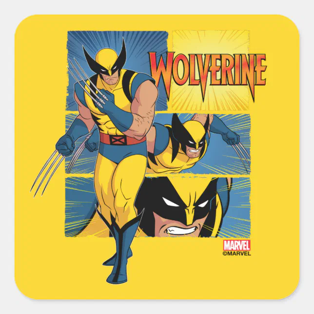 Wolverine Character Panel Graphic Square Sticker | Zazzle