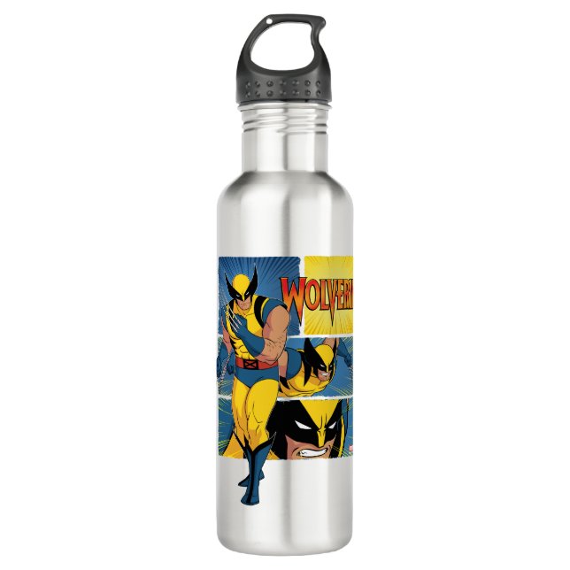 Wolverine Character Panel Graphic Stainless Steel Water Bottle (Front)