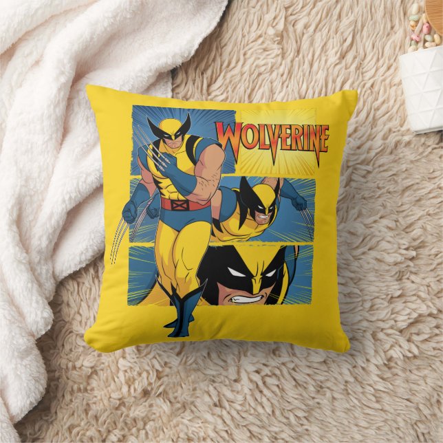 Wolverine Character Panel Graphic Throw Pillow (Blanket)