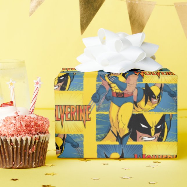 Wolverine Character Panel Graphic Wrapping Paper (Birthday Party)