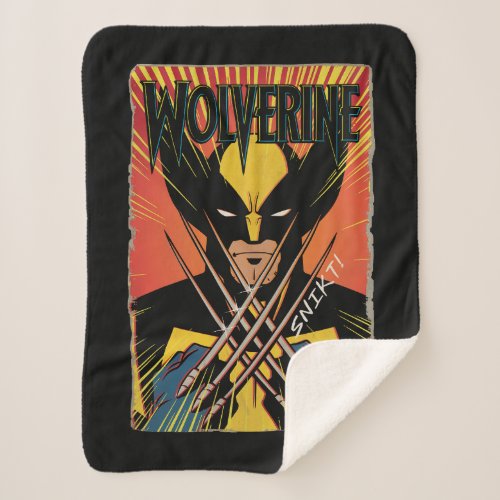 Wolverine Comic Book Cover Style Graphic Sherpa Blanket