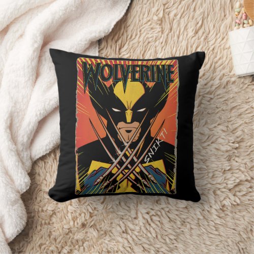Wolverine Comic Book Cover Style Graphic Throw Pillow