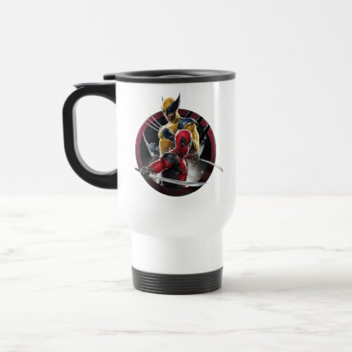 Wolverine  Deadpool in Slashed Icon Travel Mug