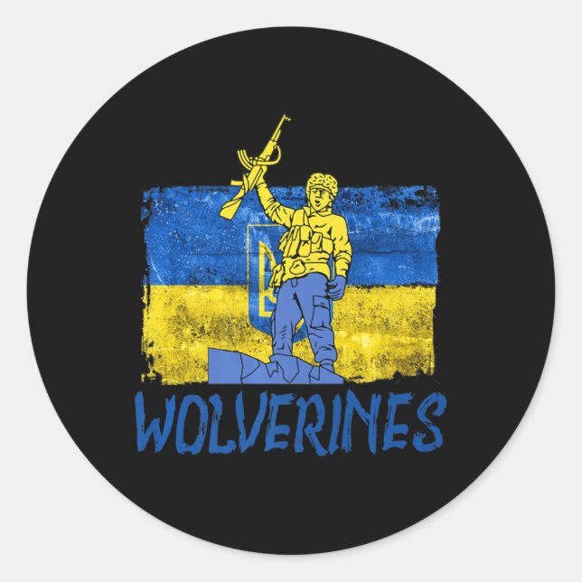 Wolverines Support UkraineUkraine Wolverines Love  Classic Round Sticker (Front)