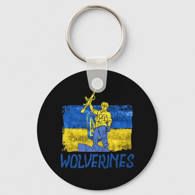 Wolverines Support UkraineUkraine Wolverines Love  Keychain (Front)