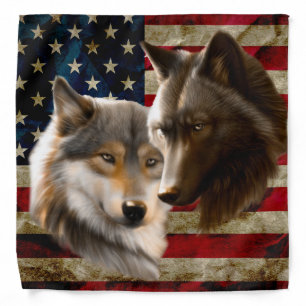 Wolves American Flag Bandana