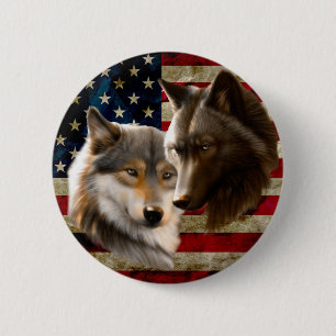 Wolves American Flag Button
