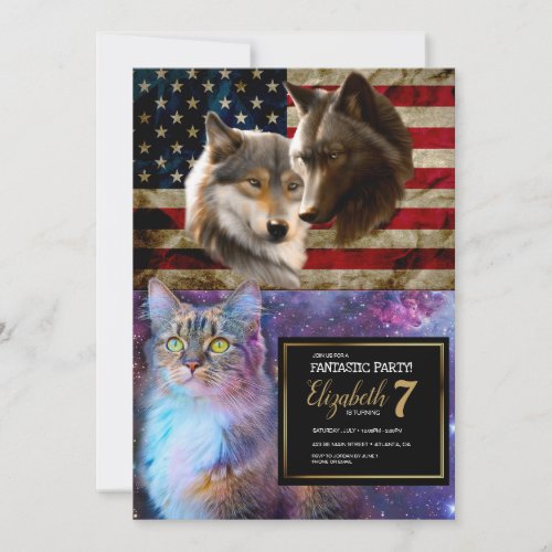 Wolves  American Flag Invitation