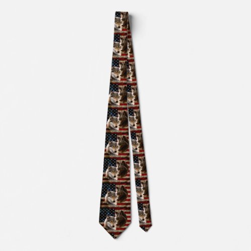 Wolves  American Flag Neck Tie