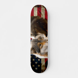 Wolves  American Flag Skateboard