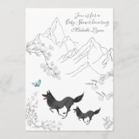 Wolves and Butterfly Mountain Woodland Baby Shower Invitation