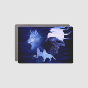 Wolves and Raven with full moon Car Magnet
